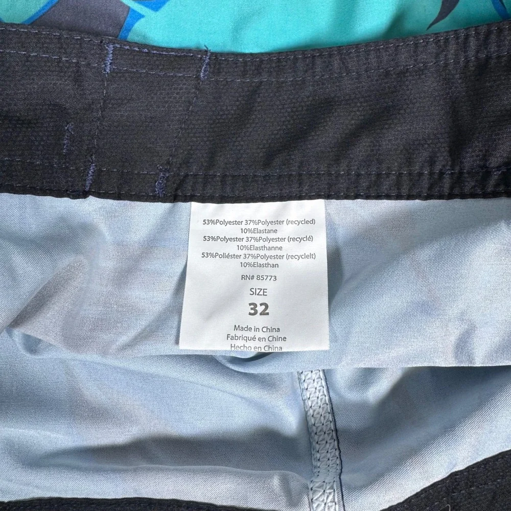 O'Neill Hyperfreak Board Shorts Mens 32 Blue Green Tropical Palm Beach Surf